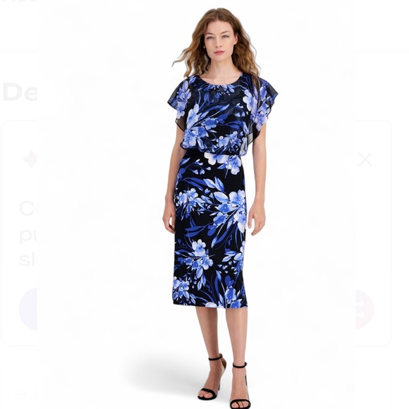 Connected Woman Dresses & Skirts - Connected Women’s Floral-Print Popover-Bodice Dress.